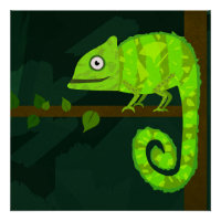 Ilustración de camaleón verde lindo Reptil tropica