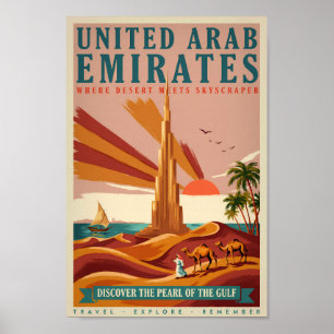 Póster Ilustración de camello de Emiratos Árabes Unidos B