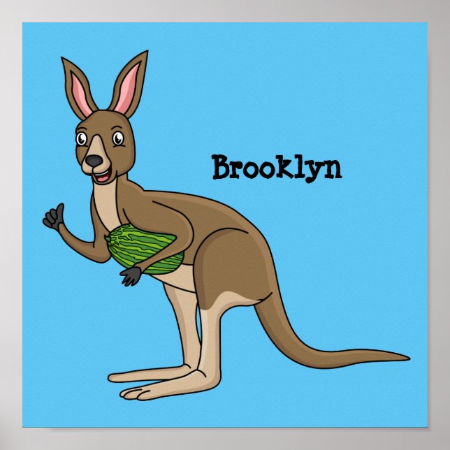 Póster Ilustracion de canguro australiano bastante feliz (Frente)