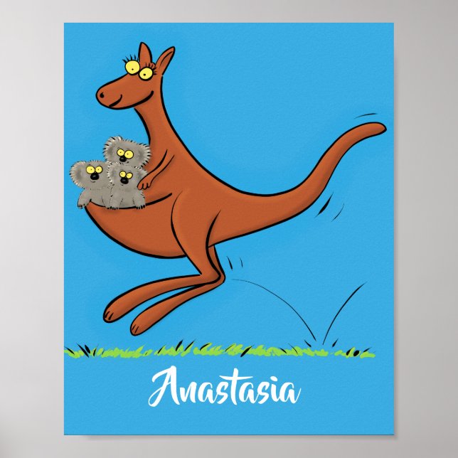 Póster Ilustracion de canguro y personalizado de koalas (Frente)