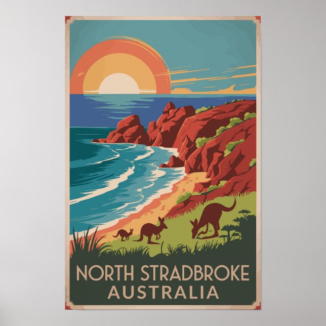 Póster Ilustración de canguros de la isla North Stradbrok (Frente)