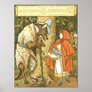 Póster Ilustracion de Caperucita Roja Vintage (1915)