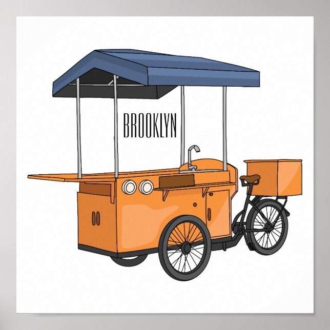 Póster Ilustracion de carrito de comida para bicicletas p (Frente)