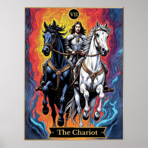 Póster Ilustración de Carta de Tarot, El Carro