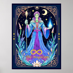 Póster Ilustración de Carta de Tarot, El Mago
