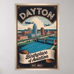 Póster Ilustración de cartel de viaje retro de Dayton Ohi