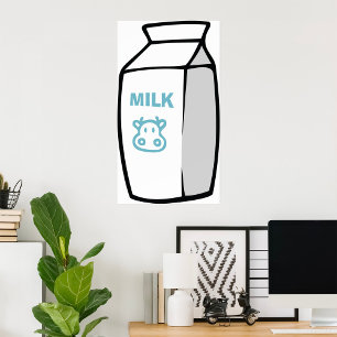 Póster Ilustracion de cartón de leche Personalizado de va