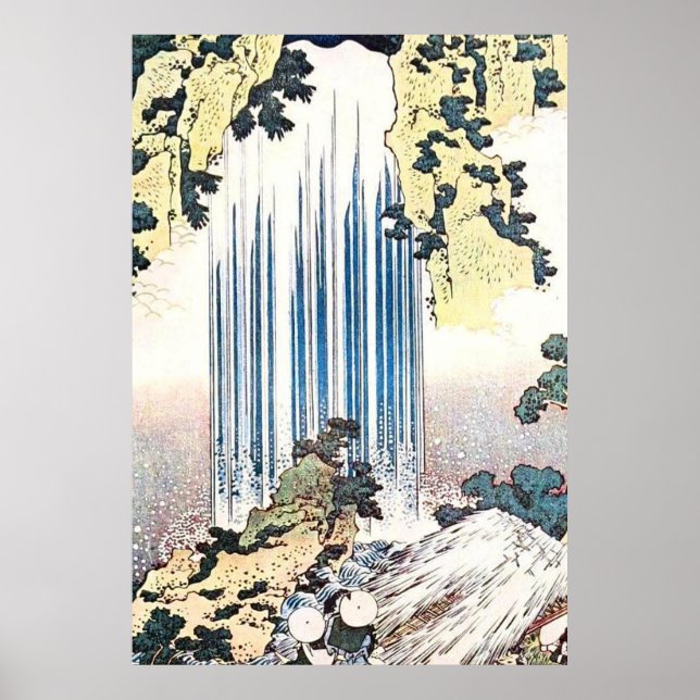 Póster Ilustracion de cascada japonés (Frente)