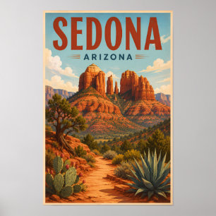 Póster Ilustración de Cathedral Rock Sedona Arizona Viaje