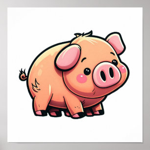 Póster ilustracion de cerdo personalizado