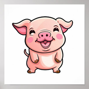 Póster ilustracion de cerdo personalizado