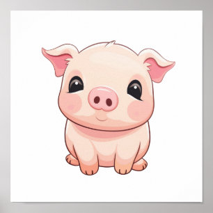 Póster ilustracion de cerdo personalizado