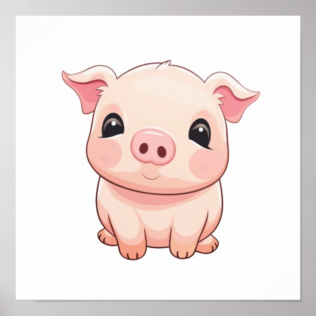 Póster ilustracion de cerdo personalizado (Frente)
