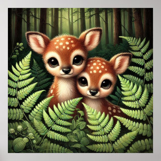 Póster Ilustración de cervatillo de ciervo adorable del b