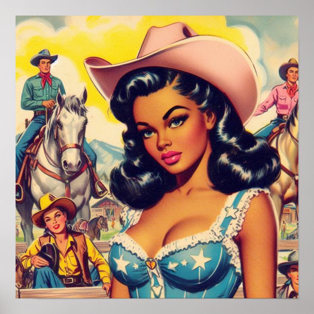 Póster Ilustracion de Chica de campo vintage (Frente)