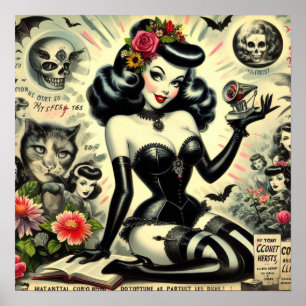 Póster Ilustracion de Chica de Gótico de época