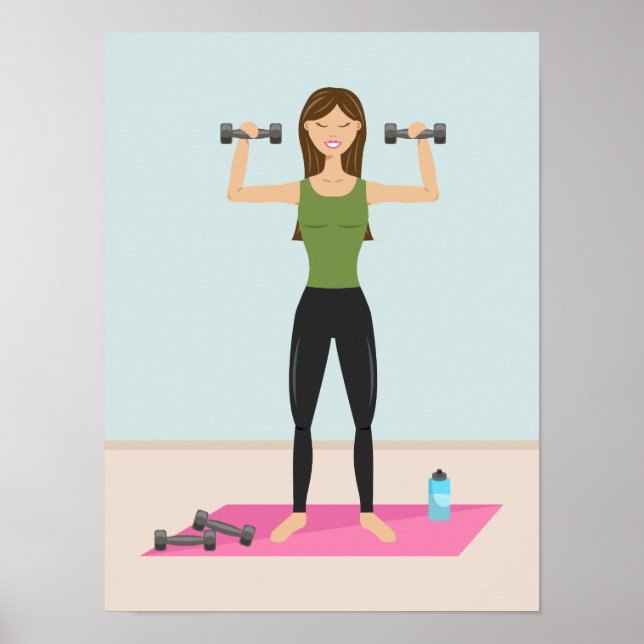 Póster Ilustración de chica en forma haciendo ejercicio l (Frente)