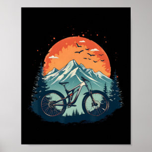 Póster Ilustración de ciclista en bicicleta de montaña cu