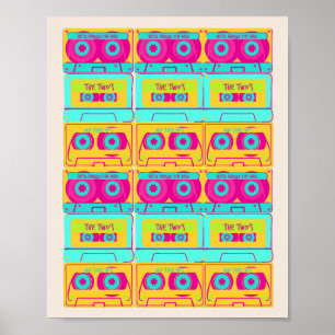 Póster Ilustracion de cinta funky Retro 80