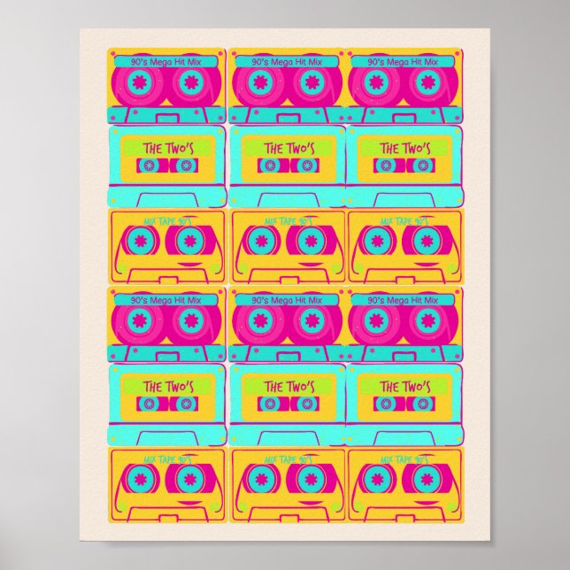 Póster Ilustracion de cinta funky Retro 80 (Frente)