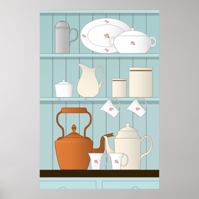 Póster Ilustracion de cocina vintage (Frente)