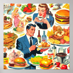 Póster Ilustracion de Comics Alimentarios de la Vieja déc