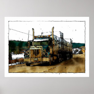 Póster Ilustracion de conducción de la autopista Blue Fre