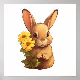 Póster ilustracion de conejo personalizado