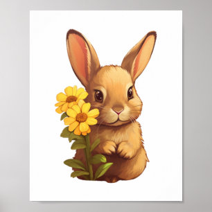 Póster ilustracion de conejo personalizado