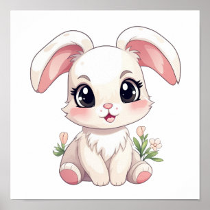 Póster ilustracion de conejo personalizado