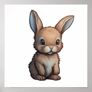 Póster ilustracion de conejo personalizado