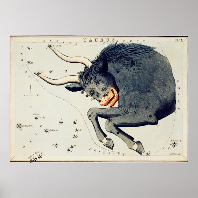 Póster Ilustracion de constelación de época (Frente)