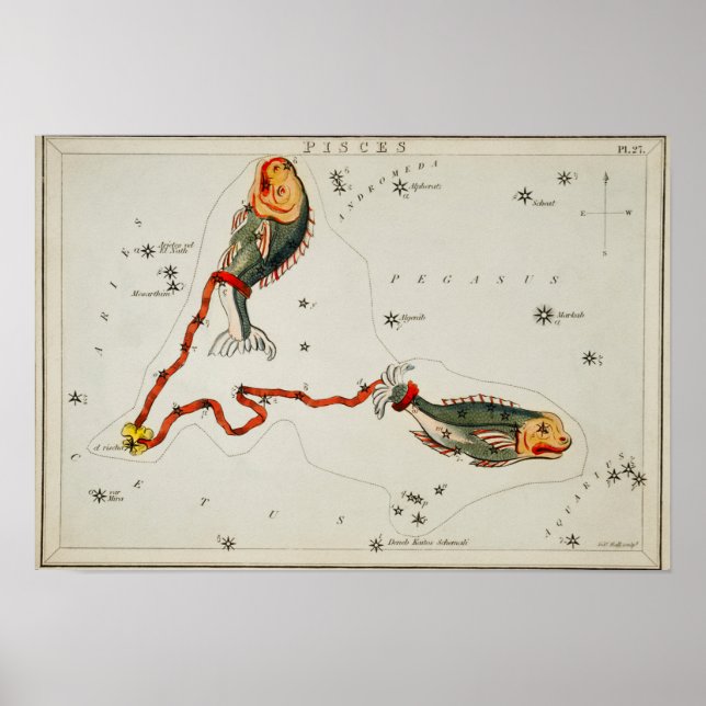 Póster Ilustracion de constelación de época (Frente)