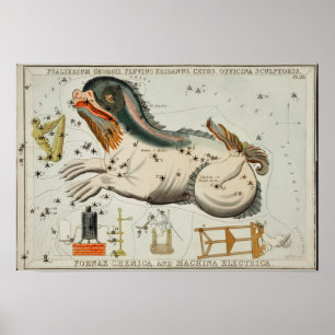 Póster Ilustracion de constelación de época
