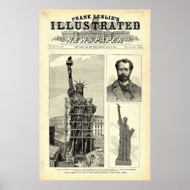 Póster Ilustracion de Construcción de la Estatua de la Li (Frente)