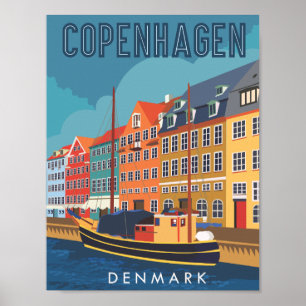Póster Ilustracion de Copenhague Dinamarca