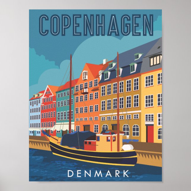 Póster Ilustracion de Copenhague Dinamarca (Frente)
