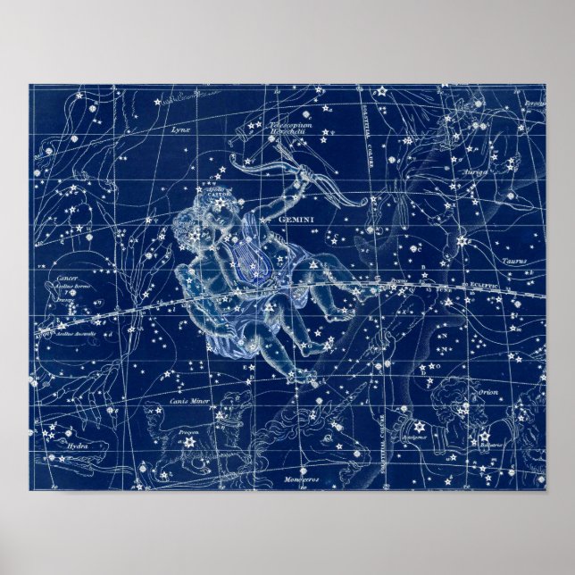 Póster Ilustracion de cosecha Gemini Zodiac Rótulo (Frente)