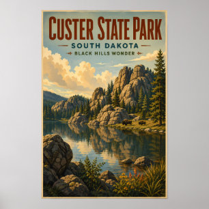 Póster Ilustración de Custer State Park Dakota del Sur Vi