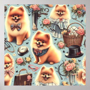 Póster Ilustracion de Cute Pomerania