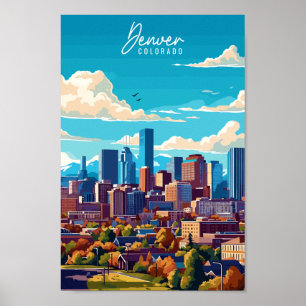 Póster Ilustracion de Denver Colorado vintage