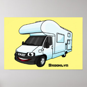 Póster Ilustración de dibujo animado de autocaravana feli