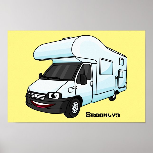 Póster Ilustración de dibujo animado de autocaravana feli (Frente)