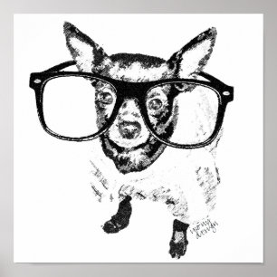 Póster Ilustración de dibujo de perro Chihuahua