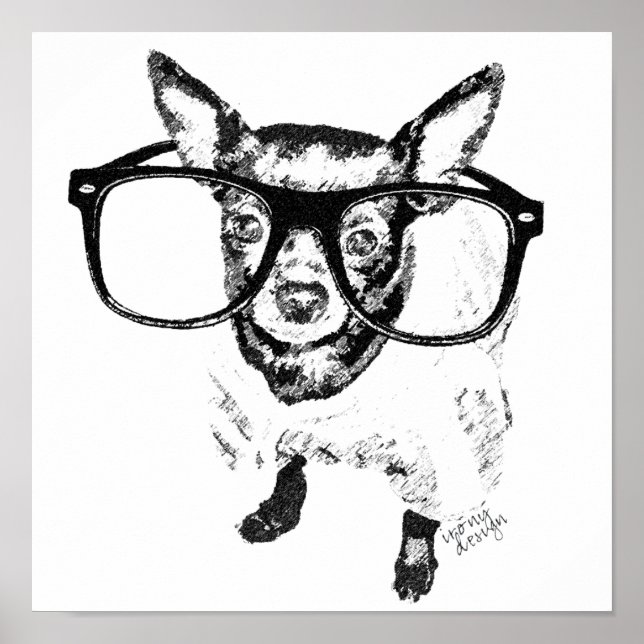 Póster Ilustración de dibujo de perro Chihuahua (Frente)