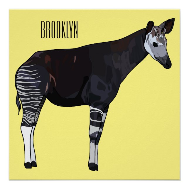 Póster ilustración de dibujos animados de okapi (Anverso)