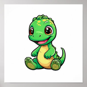 Póster ilustracion de dinosaurios personalizados