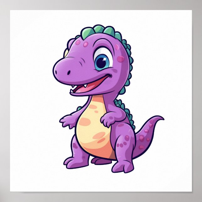 Póster ilustracion de dinosaurios personalizados (Frente)
