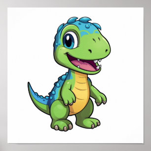 Póster ilustracion de dinosaurios personalizados