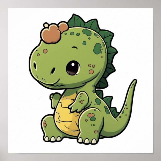 Póster ilustracion de dinosaurios personalizados (Frente)